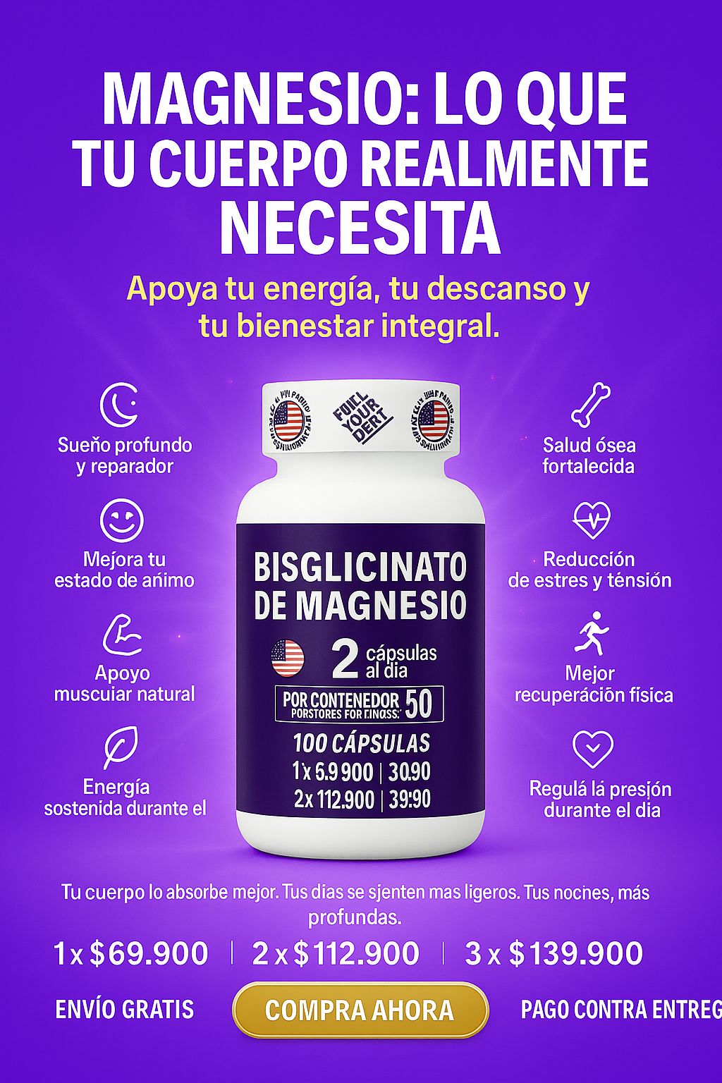 Magnesio Premium 💎 Mente Clara, Cuerpo Fuerte 💥 Envío Gratis 🚚