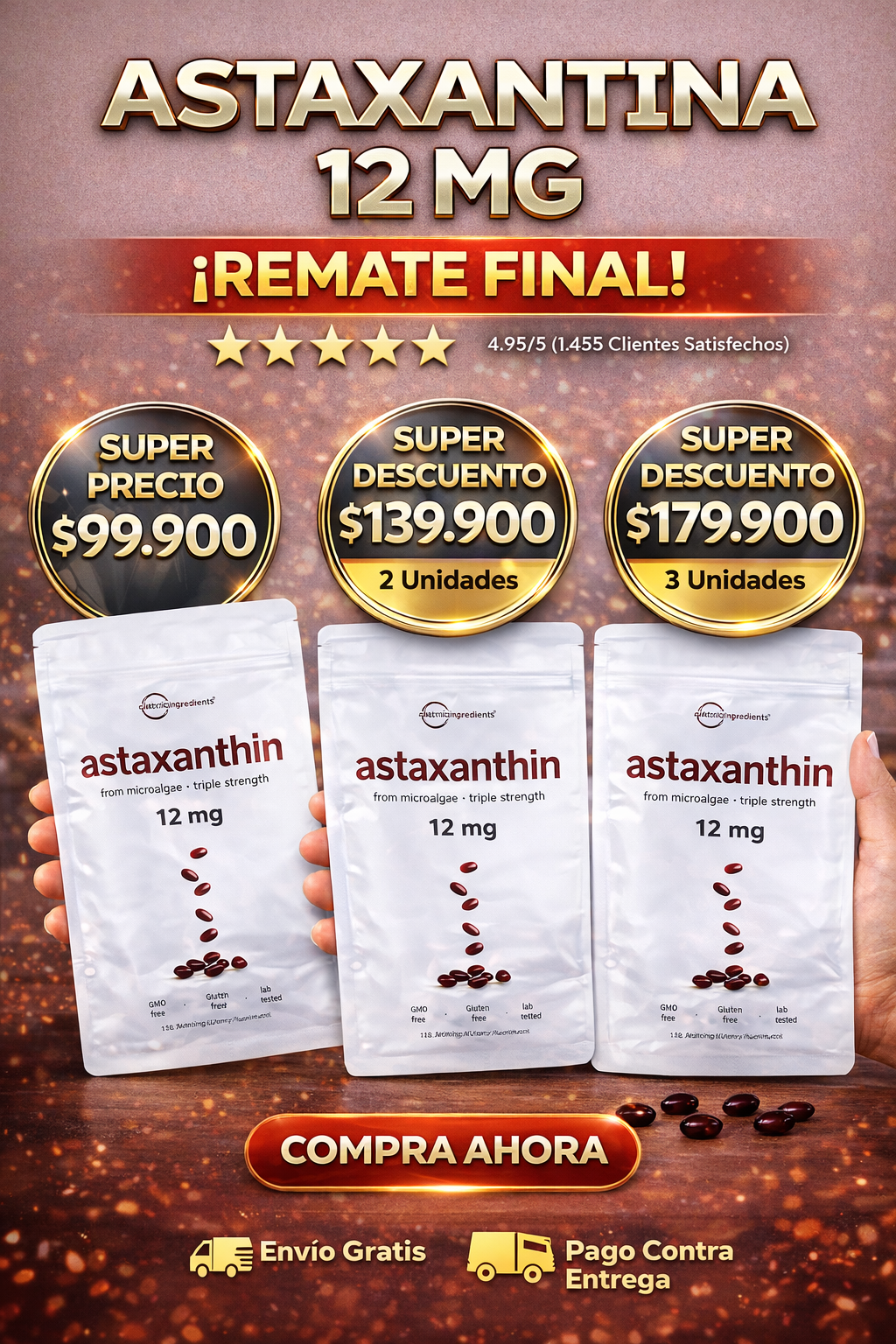 Astaxantina 12 mg 🌿 – Protección celular 🛡️ y energía diaria ⚡ desde adentro- 🚚💵 PAGO CONTRA ENTREGA